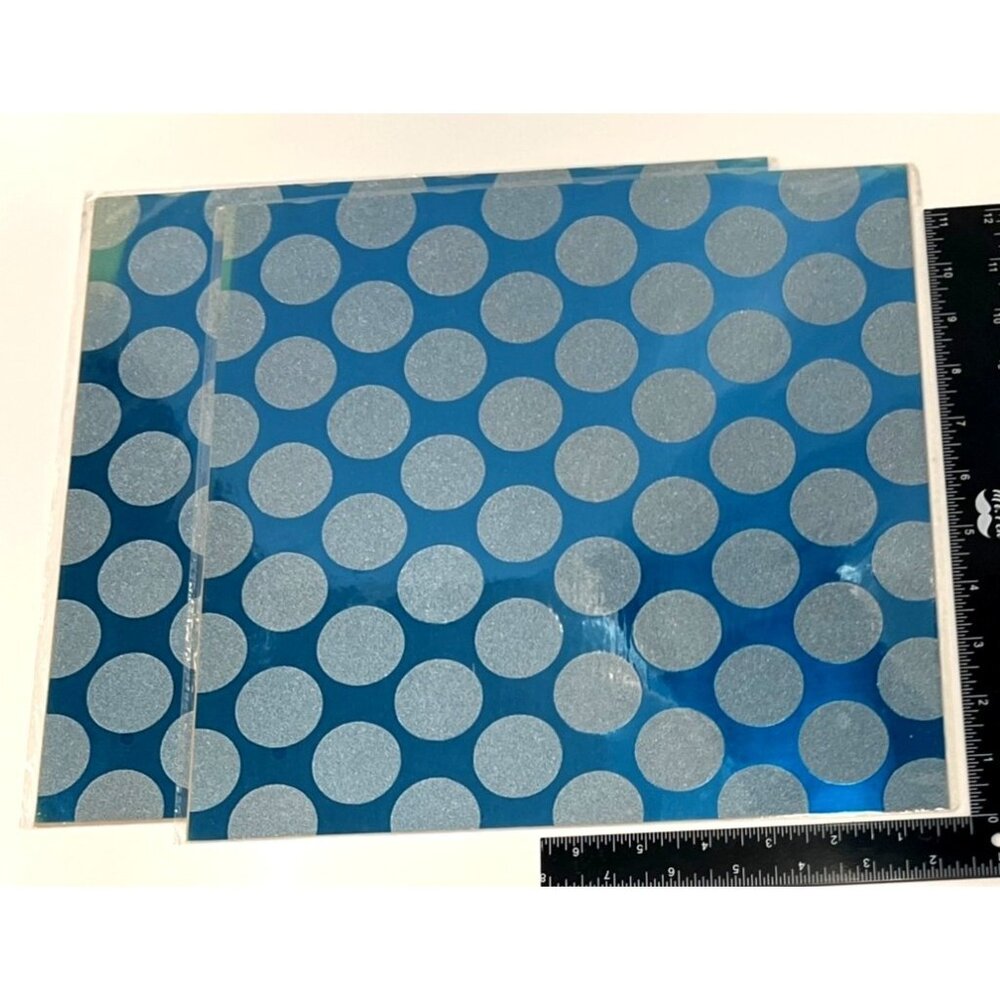 Recollections 12x12 Foil Paper Blue & silver glitter Polka Dot 220533